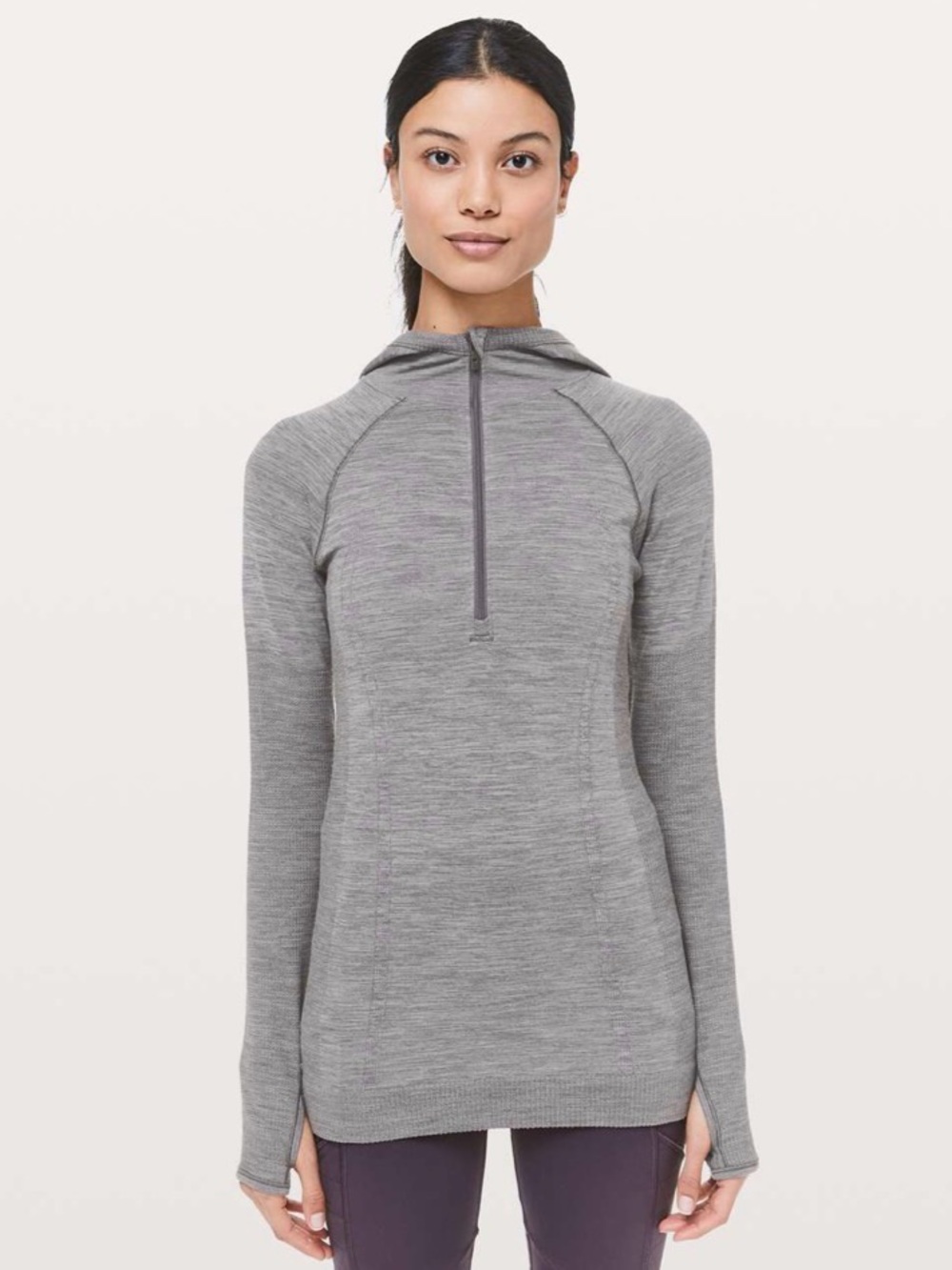 Lululemon Swiftly Wool 1/2 Zip Hoodie Titanium White Sz. 6